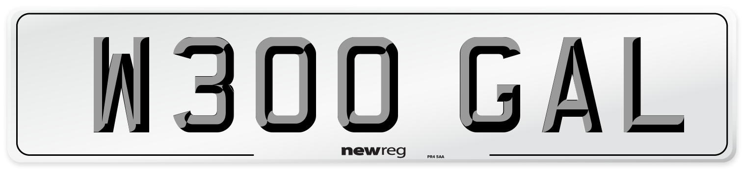 W300 GAL Number Plate from New Reg